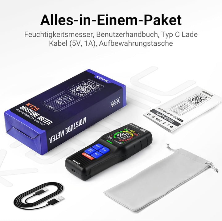 Feuchtigkeitsmessgerät für Wände, Stiftlose Feuchtigkeitsmesser mit LCD-Anzeige und Akustischem Alar