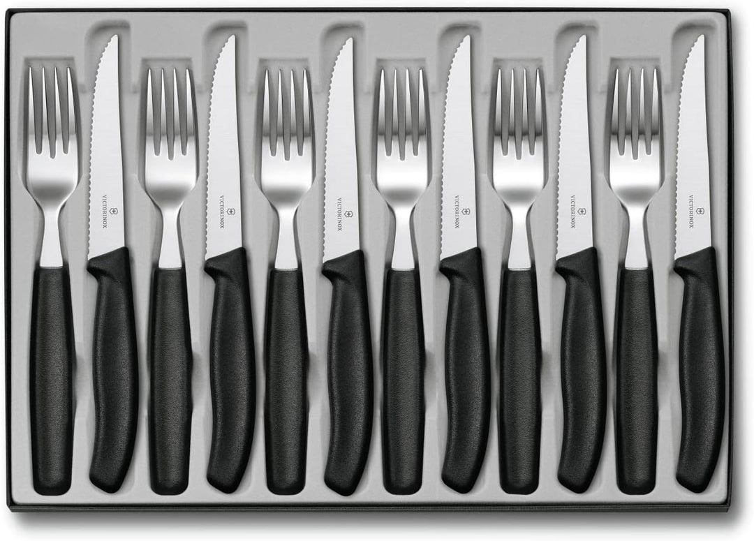 Victorinox, Swiss Classic, Profi Tafelbesteck, 12-teilig, Extra Scharfe Klinge, Wellenschliff, 11 cm
