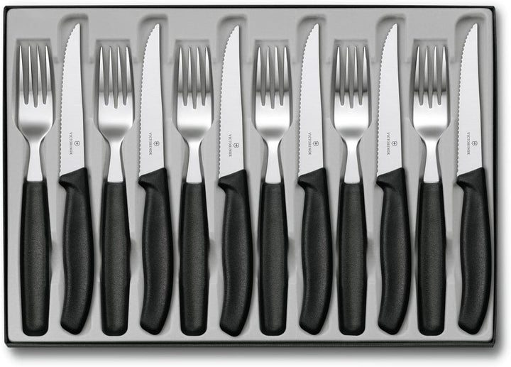 Victorinox, Swiss Classic, Profi Tafelbesteck, 12-teilig, Extra Scharfe Klinge, Wellenschliff, 11 cm
