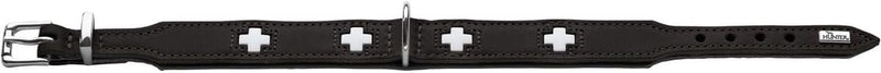 HUNTER SWISS Hundehalsband, Leder, hochwertig, schweizer Kreuz, 32 (XS), schwarz schwarz 32 (XS) Col