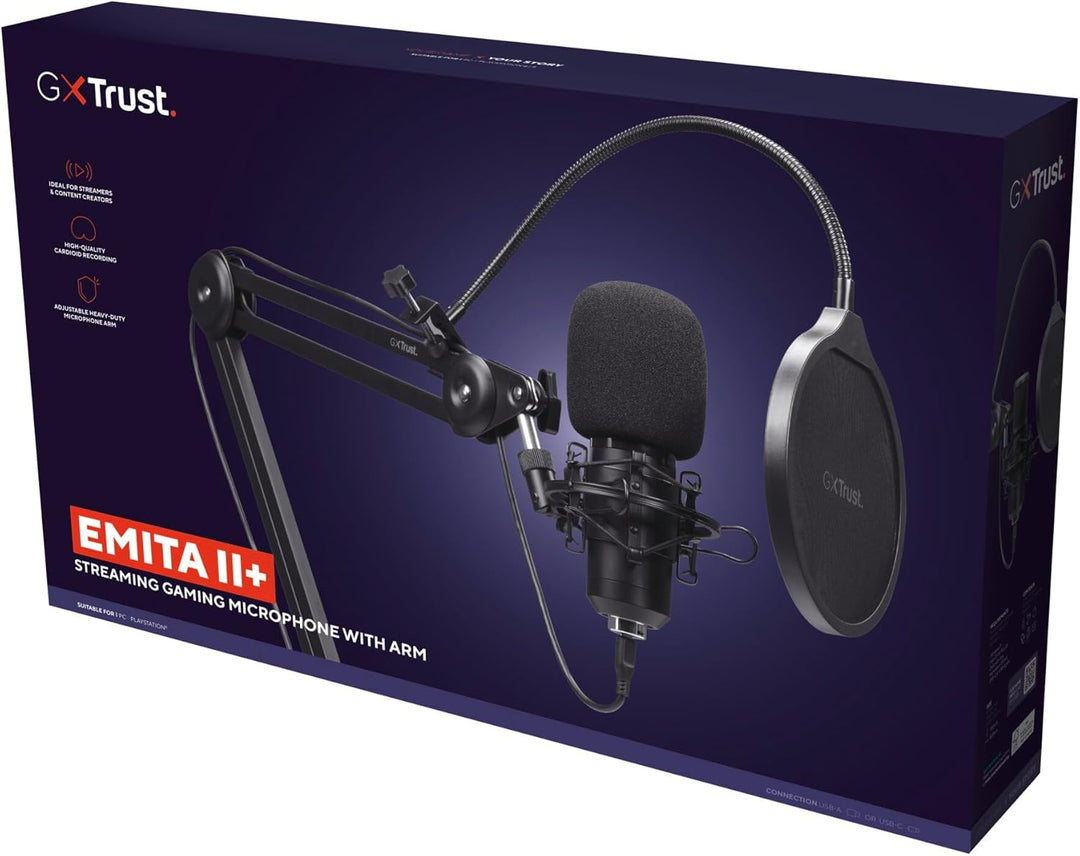 270 Emita II+ Mikrofon mit Arm, Windfilter und Popfilter, USB Mikrofon mit Nierencharakteristik, 192