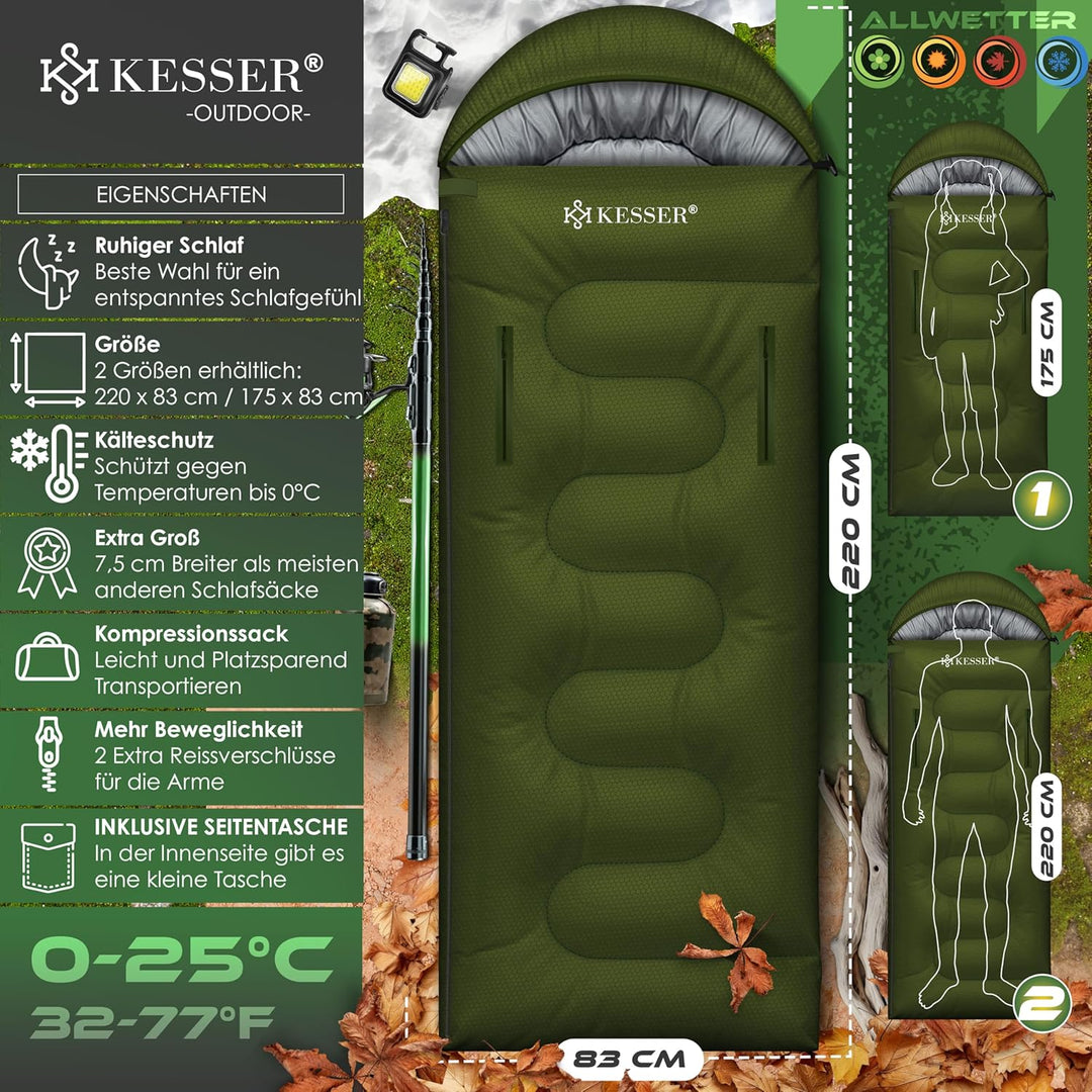 KESSER® Schlafsack Outdoor | Deckenschlafsack 3-4 Jahreszeiten | Camping-Sleeping-Bag für Erwachsene