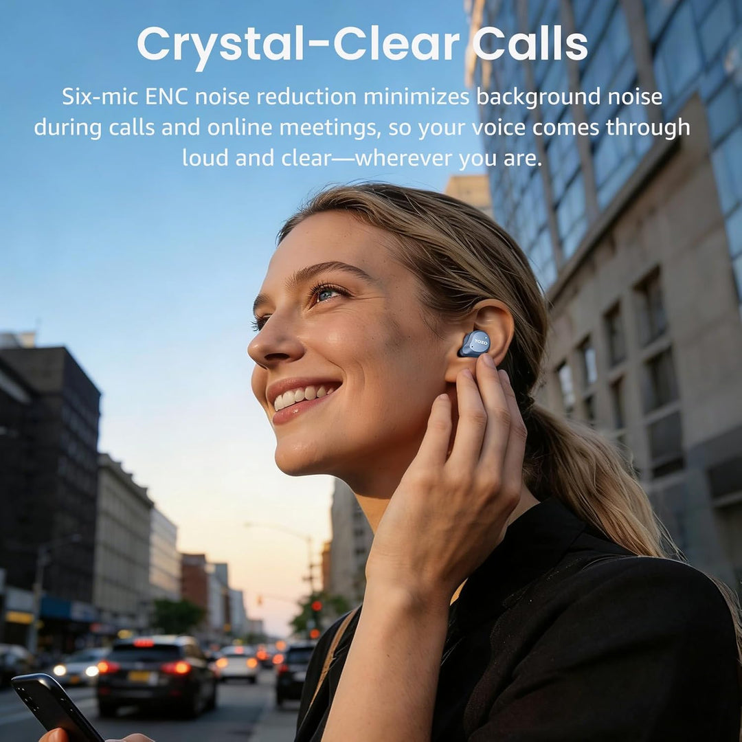 TOZO NC9 Bluetooth Kopfhörer In Ear mit Hybrid ANC (45dB), 6 Mikrofone ENC für Homeoffice & Pendeln,