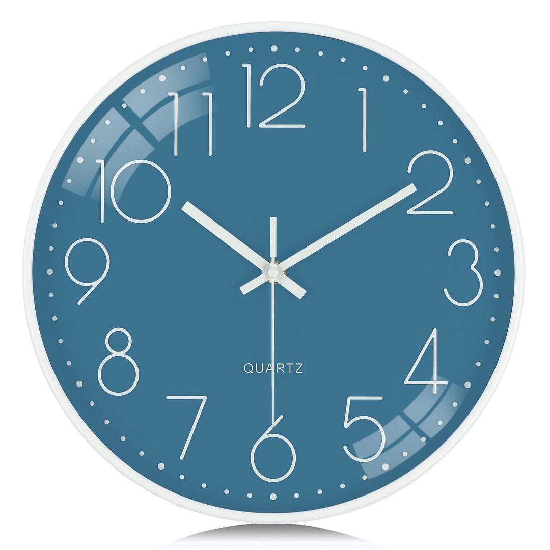 Lafocuse 3D Ziffern Lautlos Wanduhr Cerulean Blau, 30cm Modern Leicht Ablesbar Küchenuhr, Ohne Tickg