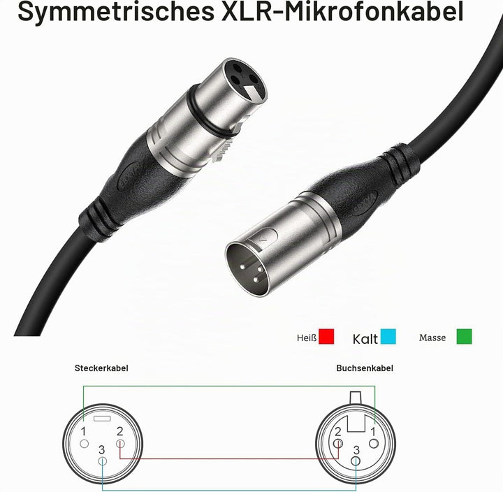 EBXYA XLR Kabel 30M/100FT & DMX Kabel 3-Pin Symmetrisch - Mikrofonkabel Stecker auf Buchse - Profess