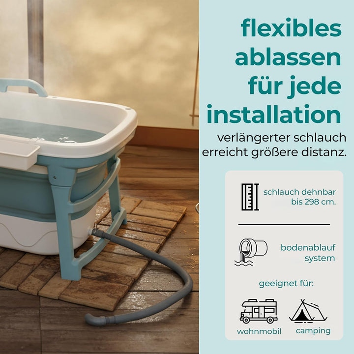 SereneLife Faltbare Badewanne Erwachsene 150 cm – Mobile Klappbare Badewanne für Dusche mit Deckel u