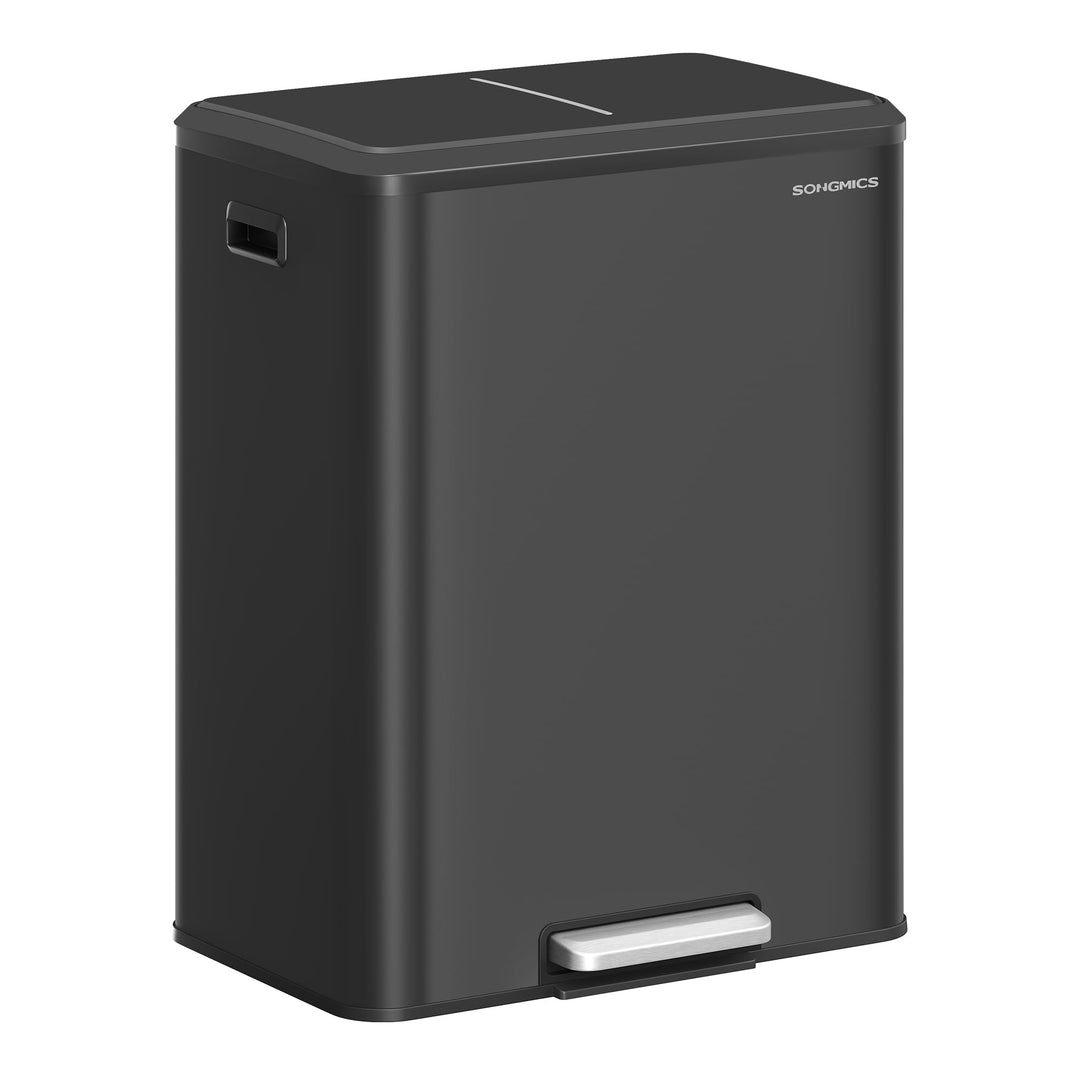 SONGMICS Mülleimer Küche, Mülltrennsystem 2 x 30 L, 2 Fächer für Recycling und Restmüll, Abfalleimer