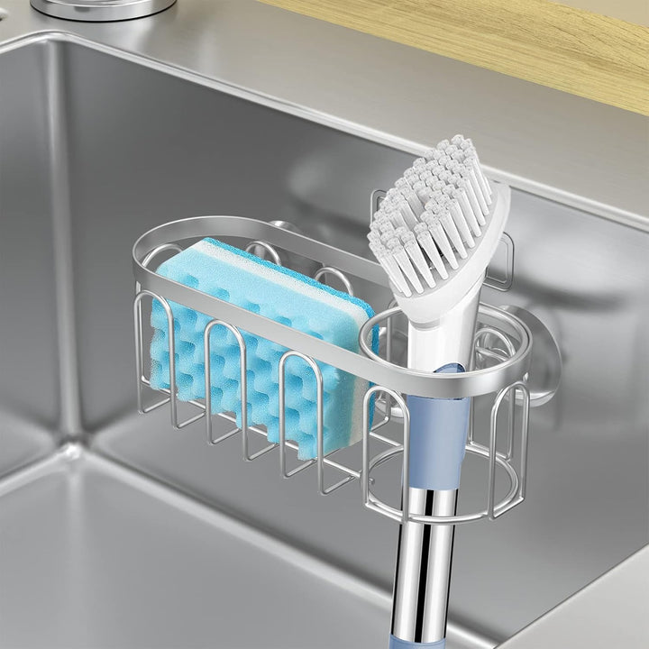 Yazoni 2-in-1 Schwammhalter für Küchenspüle, Saugnapf-Regal/Caddy, kein Bohren, rostfrei, Organizer