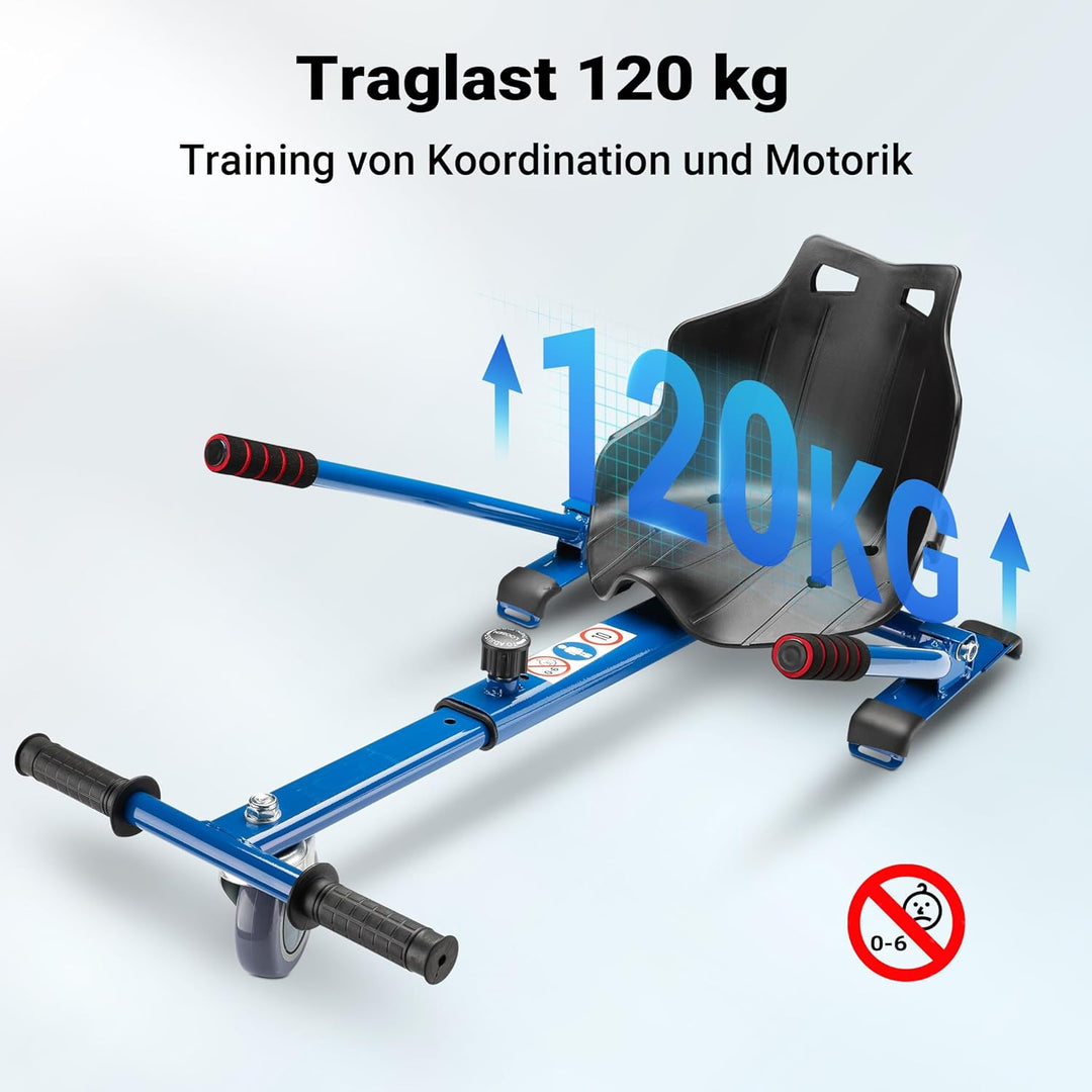 Wiltec Sitzscooter Rot, verstellbarer Kartsitz für Elektroscooter bis 120 kg, Sitzscooter kompatibel