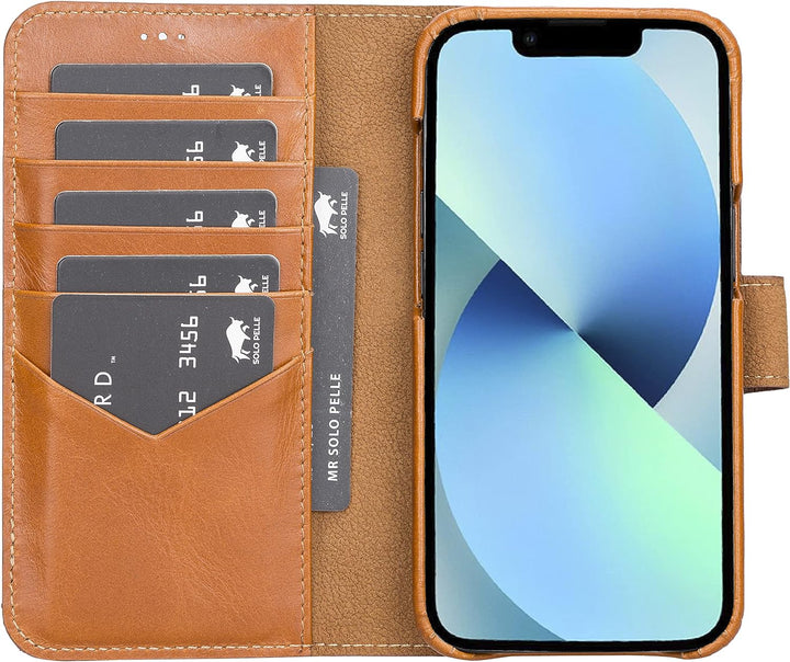 Solo Pelle Lederhülle kompatibel für iPhone 13 in 6.1 Zoll abnehmbare Hülle (2in1) inkl. Kartenfäche
