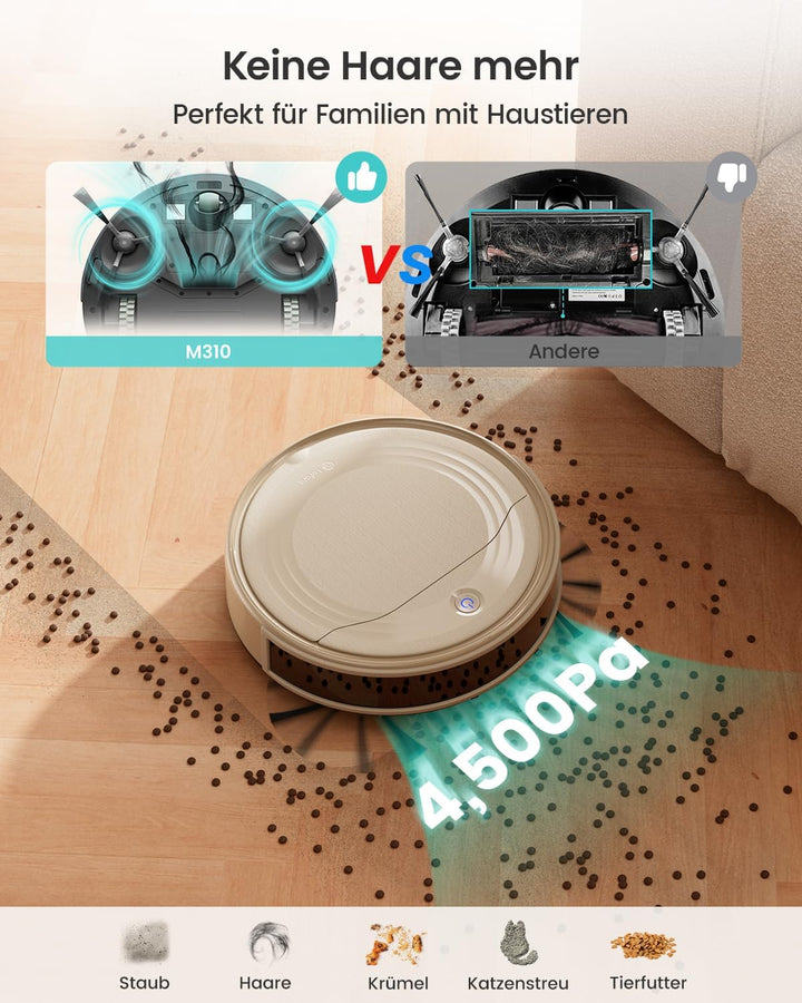 Lefant M310C Saugroboter, 4500Pa Staubsauger Roboter mit Präzise Entfernungsnavigation, 150Mins, HEP