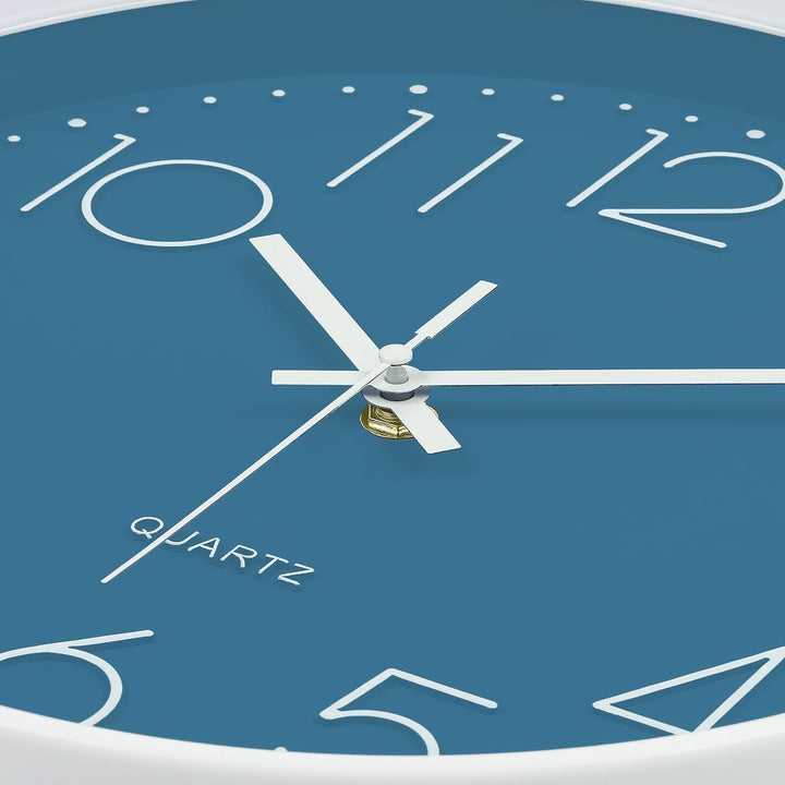 Lafocuse 3D Ziffern Lautlos Wanduhr Cerulean Blau, 30cm Modern Leicht Ablesbar Küchenuhr, Ohne Tickg