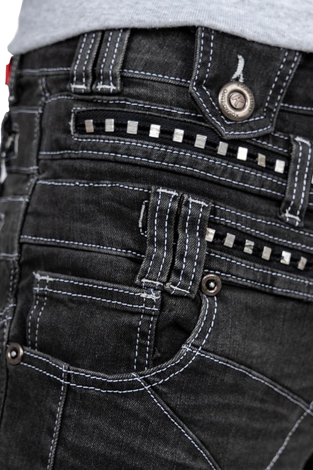 Kosmo Lupo Herren Jeans Extravagant Besondere Designs 29W / 32L Grau - 01, 29W / 32L Grau - 01