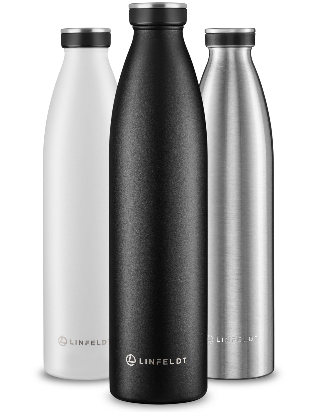 LINFELDT® 1L Trinkflasche Edelstahl Isoliert 24H Auslaufsicher + Sprudel | 1000ml Wasserflasche geig