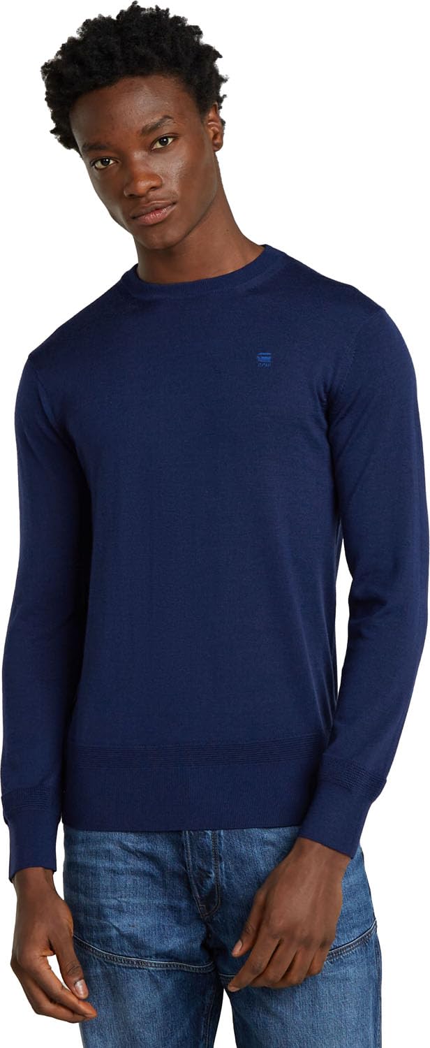 G-STAR RAW Herren Premium Core Knitted Pullover Sweater XS Blau (Imperial Blue D25174-d847-1305), XS