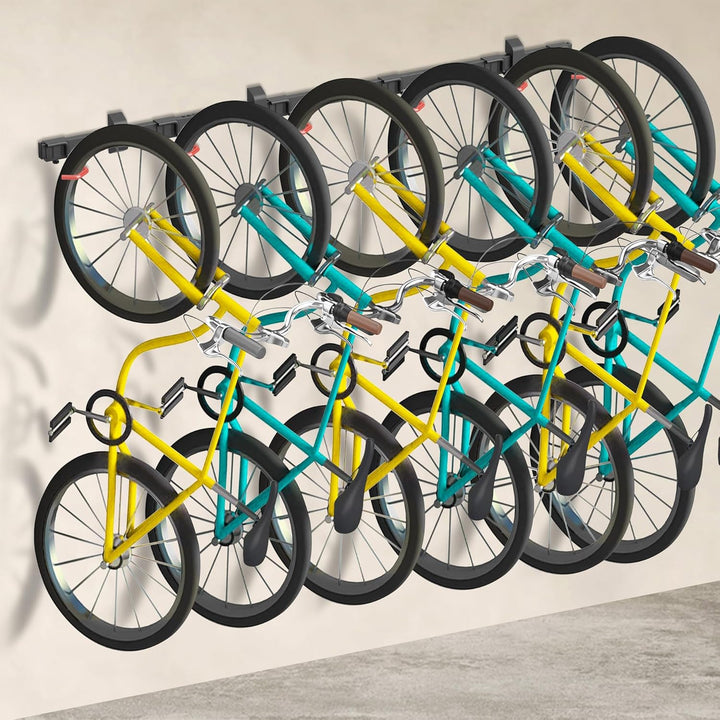 Mimoke Fahrrad Wandhalterung Vertikal | Geeignet für alle Fahrräder | Verstellbare Haken | Organisat