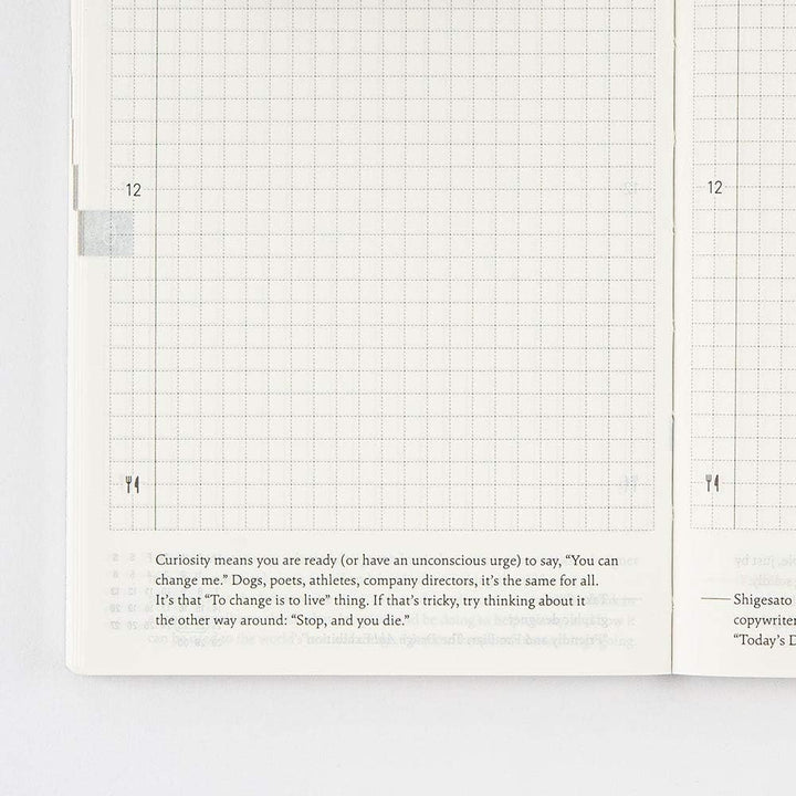 Hobonichi Techo Planerbuch (Jan 2021 Start) [A6 Grösse/Montag Startwoche]