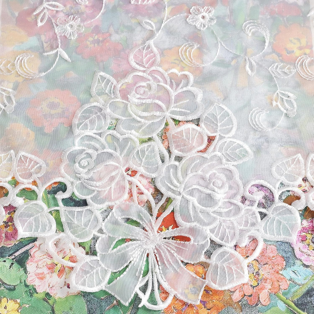 HeichkelL Scheibengardine Voile Kurzstore Hohl Stickerei Vorhang Durchstangenzug Gardine Küche Tür K