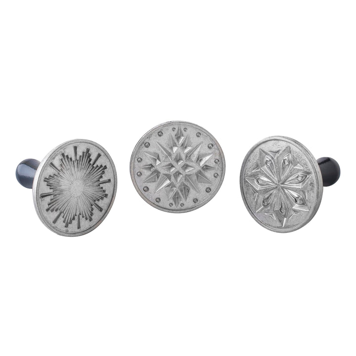Nordic Ware Keksstempel, silber, Holzgriff, verschiedene Motive, Sternenhimmel, NW 01270 Sternennach