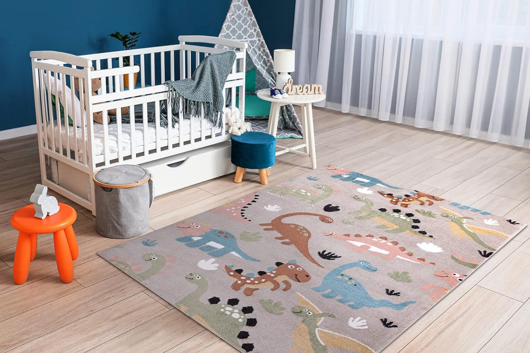 Teppich Fun Dino Kinderteppich für Babyzimmer, Spielteppiche, Kinderzimmer, Moderne, Dinosaurier bei
