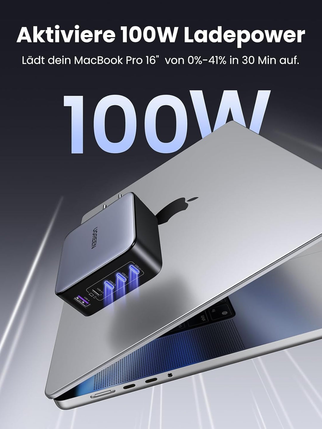 UGREEN Nexode USB C Ladegerät 100W 5-Port GaN Netzteil Mehrfach PD Charger Multiports unterstützt PP