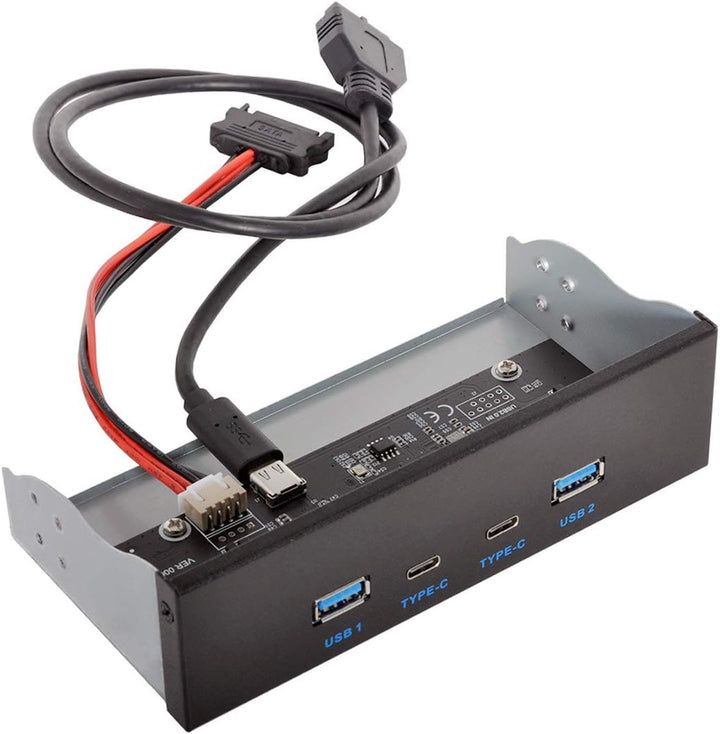Xiwai USB-C & USB 3.0 HUB 4 Ports Frontpanel zu Motherboard 20pin Anschlusskabel für 5,25 Zoll CD-RO