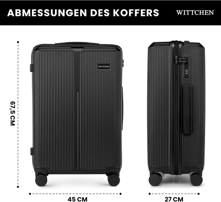 WITTCHEN Stripes Line Kofferset 3-teilig | ABS-Hartschalenkoffer, 4 Rollen 360° | Koffer Set Handgep