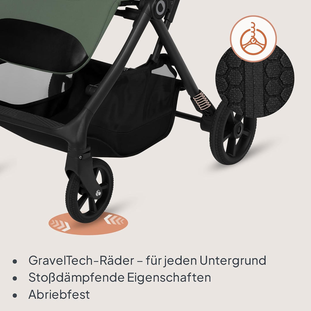 Lionelo Tansi Reisebuggy bis 22 kg, 6 Monate–4 Jahre, Kompakt Faltbar mit Einhand Auto Folding, Grav