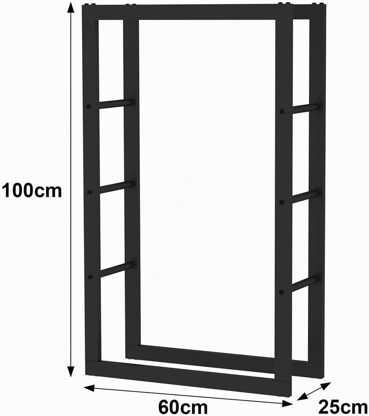 Kaminholzregal aussen und innen, bis 150 kg Traglast, 100 x 25 x 60 cm, Brennholzständer aus pulverb