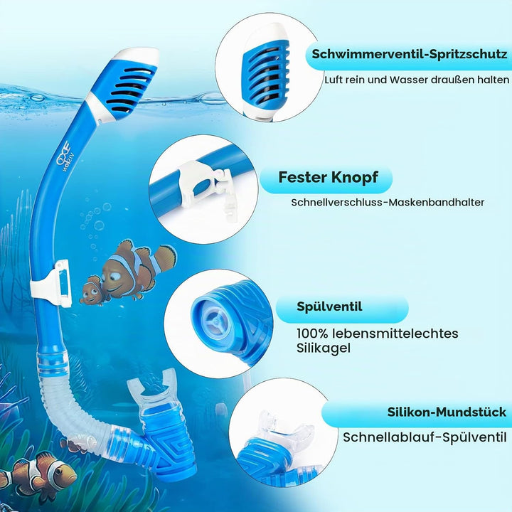 Schnorchelset Kinder, Taucherbrille Kinder Anti-Fog und Trocken Schnorchel - Anti-Leck Tauchmaske Dr