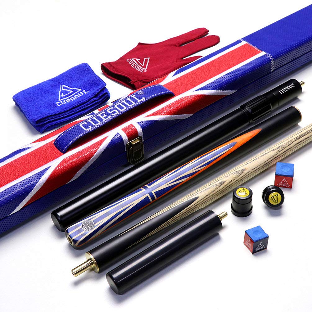 CUESOUL 57 "Handcraft 3/4 Ebenholz Snooker Queue mit Union Jack Flag Design CSSC-GQ-3, CSSC-GQ-3