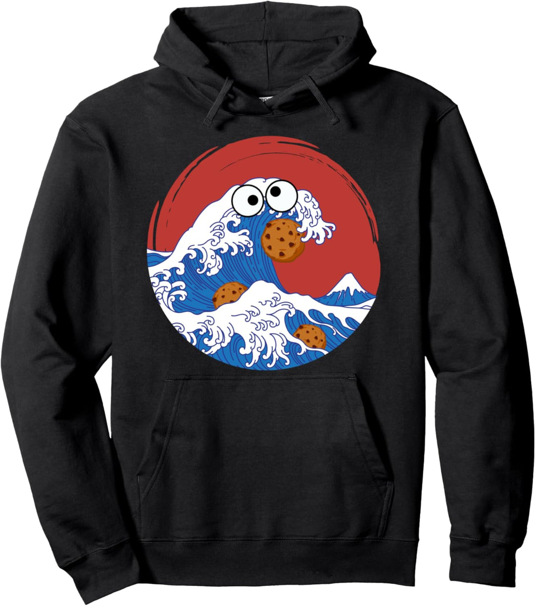 Kanagawa Great Wave Parodie Wave Monster Eating Cookies Pullover Hoodie