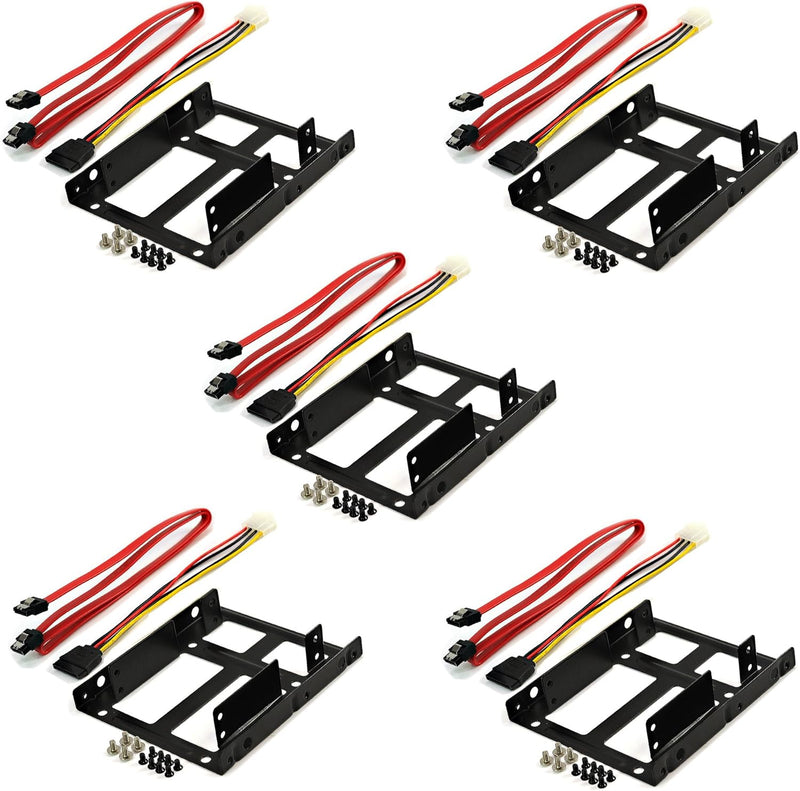 Rhombutech® Set 5X Einbaurahmen für 2X 2,5 Zoll HDD/SSD auf 3,5 Zoll - Metall - sehr stabil - optimi