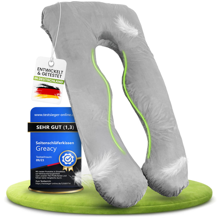 Seitenschläferkissen mit Bezug [waschbar - Flexible Füllung] Stillkissen XXL | Pregnancy Pillow | Ki
