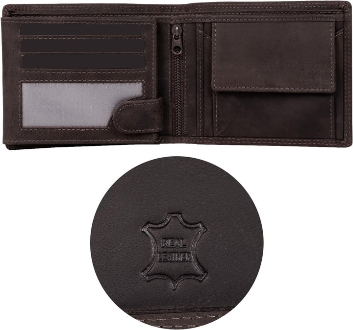 Fa.Volmer ® Leder Geldbörse Herren - extra-stabile Doppelnaht - 9 Fächer für Kreditkarten - Querform