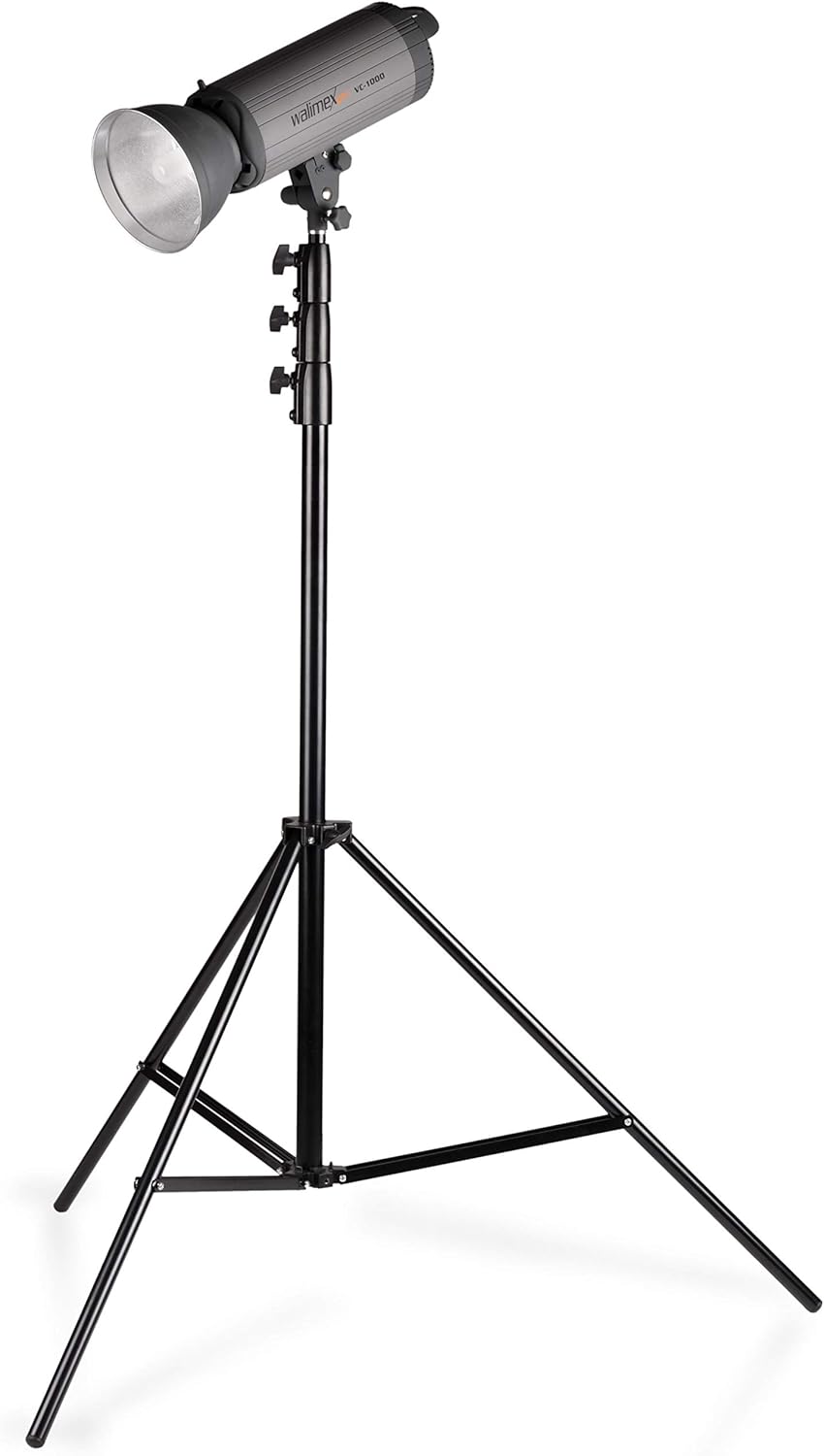 Walimex pro AIR 355 Lampenstativ - Lichtstativ mit Luftfederung, Höhe max 355 cm, 8 kg Traglast, seh