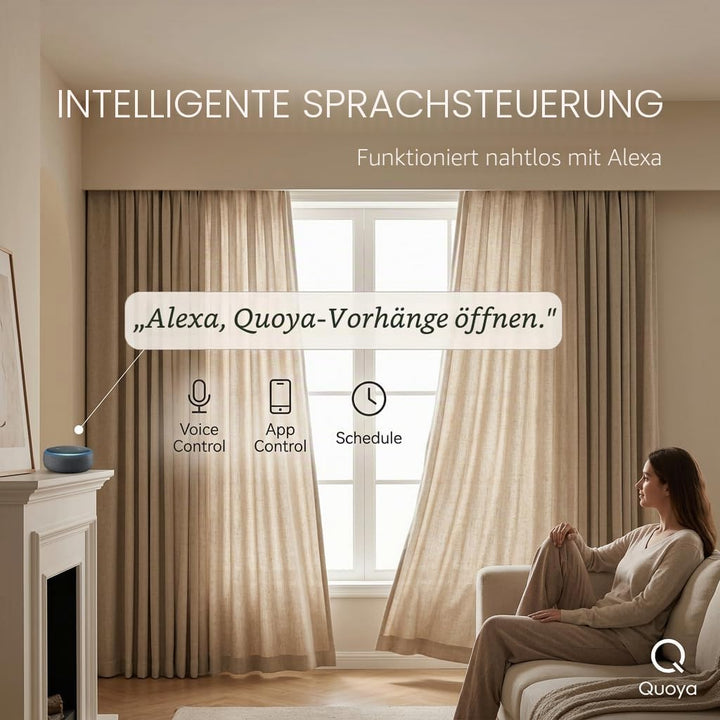 Quoya QL500 Smart Electric Curtain Track, Motorized Motor, Adjustable Track Length, Compatible with