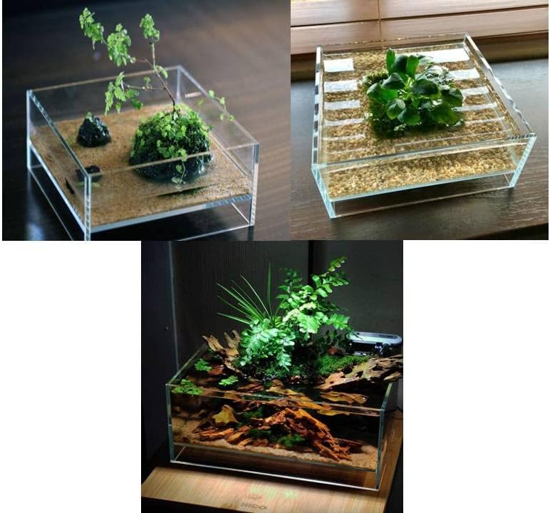 HIRO Aquatics Nano hohes randloses Aquarium, niedriges Eisen, rahmenlos, extra klar, mit schwimmende