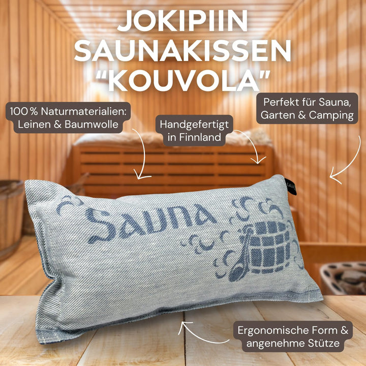 POOL Total Jokipiin Premium Saunakissen 40 x 22 cm | 100% Made in Finland | ReisekissenLeine