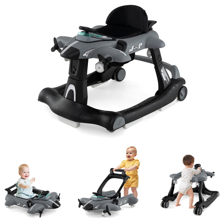 DREAMADE Lauflernhilfe, Babywalker mit Musik, Lichtern, verstellbarer Höhe &amp; Geschwindigkeit, Laufle