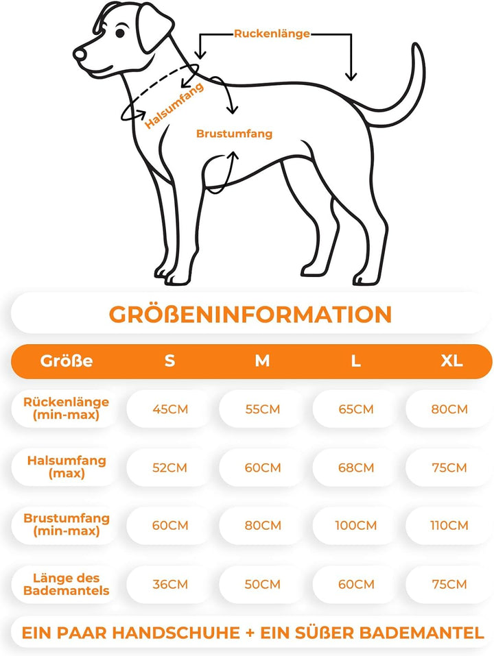 Bademantel für Hunde, Hundebademantel Aus Mikrofaser, Verstellbares Halsband Mit Klettverschluss Sch