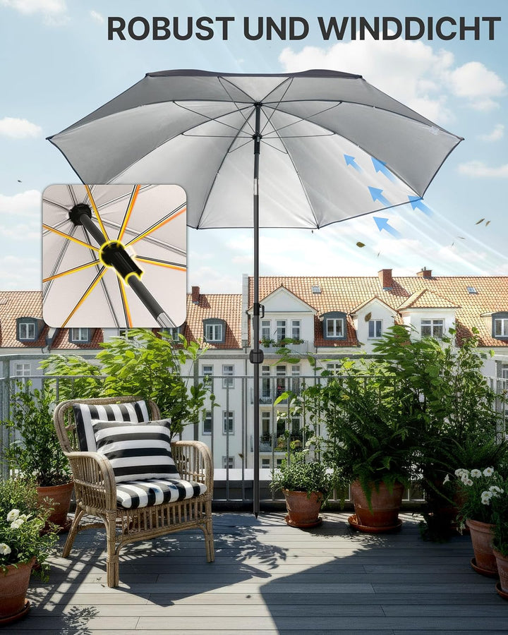 4smile Strandschirm SunnyJoy, Ø 180 cm - UPF 50+ Sonnenschirm Strand mit Hülle, Sonnenschirm Balkon