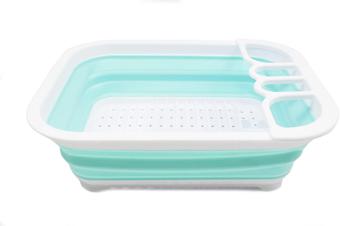 SAMMART 7.5L Collapsible Dish Drainer - Foldable Drying Rack Set - Portable Dinnerware Organizer - S