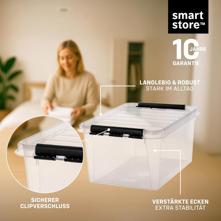 SmartStore ﻿aufbewahrungsbox mit deckel, 32 l, 3er-Pack, verstärkt, gross, transparent, für Lebensmi