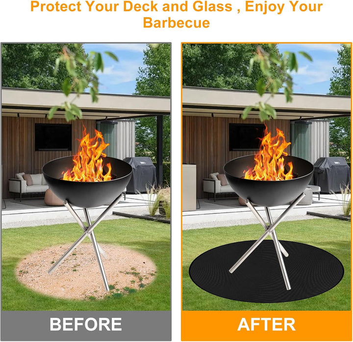 Longzhuo Rund Feuerfeste Unterlage, Grillmatte Bodenschutz, Hitzebeständig bis 2000°F Grillteppich O