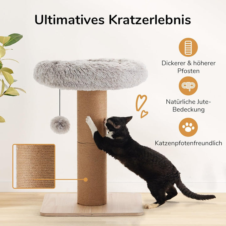 FUKUMARU Kratzbaum für Katzen – 71 cm hoher Kratzturm mit Katzenliege für Erwachsene Katzen im Innen