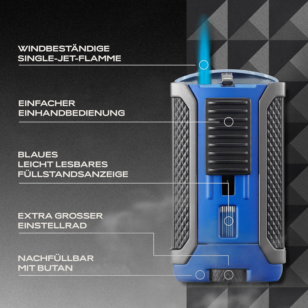 Colibri Apex Sturmfeuerzeug - Windbeständig - Extragrosse Einstellrad - Jet Feuerzeug Mit Einzel Jet
