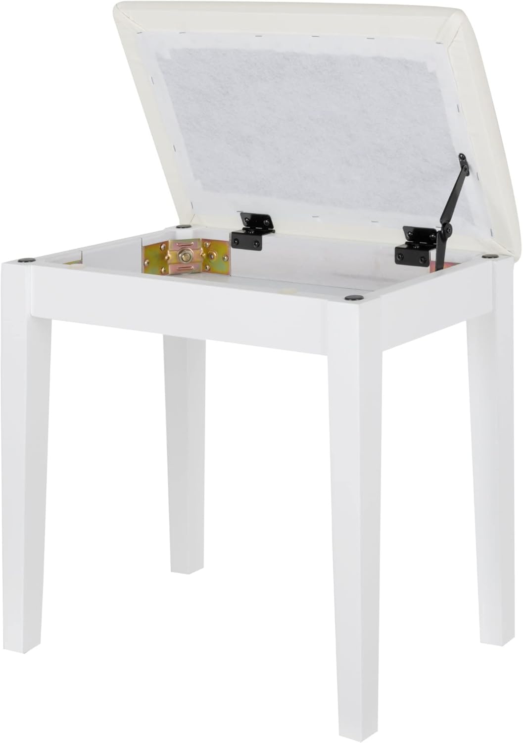 Classic Cantabile Pianobank Modell S - Stabiler Klavierhocker - Weisse Sitzfläche aus Kunstleder - A