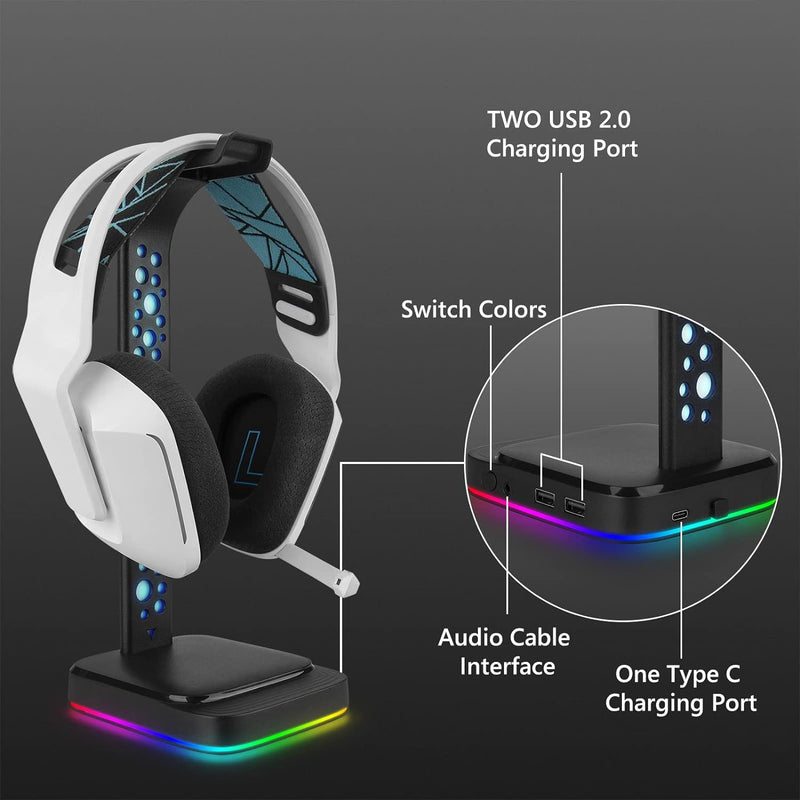 GEEKRIA RGB-ABS-Kopfhörer-Ständer für Over-Ear-Kopfhörer, Gaming-Headset-Halter, Schreibtisch-Displa