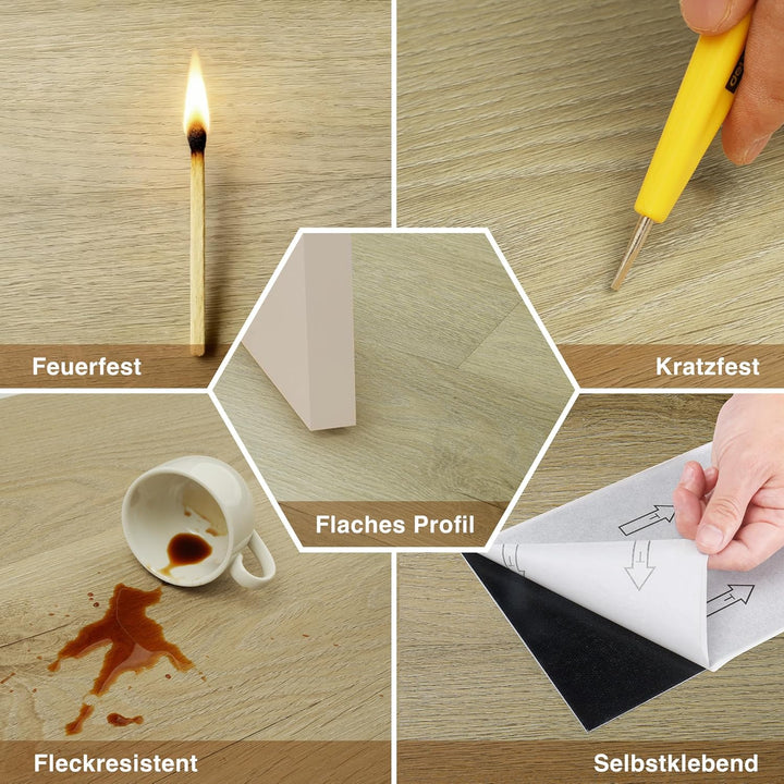 MULGREAT Holzoptik Vinyl Bodenbelag in Beige Eiche– 5,02 m² Selbstklebender, rutschfester & wasserdi